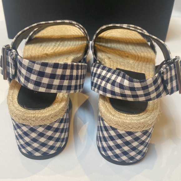 Rag & Bone Megan Espadrille Navy Gingham Platform Sandal US 8 MSRP $375 - Picture 5 of 8